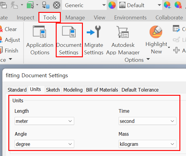 Inventor CAD 환경에서 단위계 변경