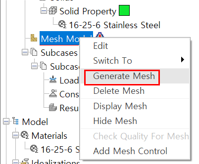 기본 설정으로 메쉬 생성