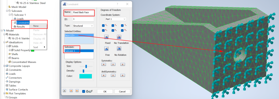 구속 조건 생성을 위한 조건 입력
