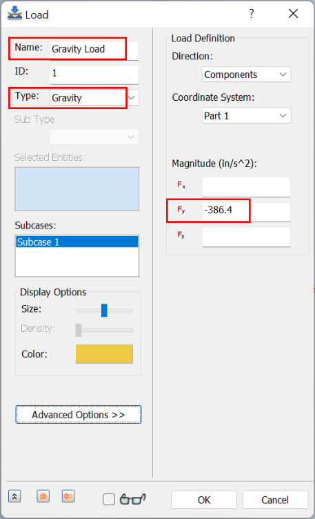 하중 조건 추가
