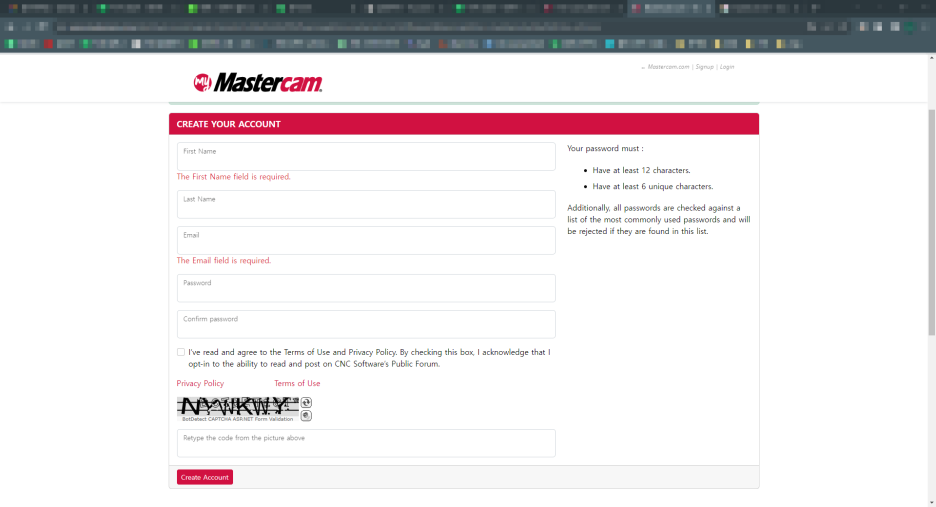 마스터캠 회원가입