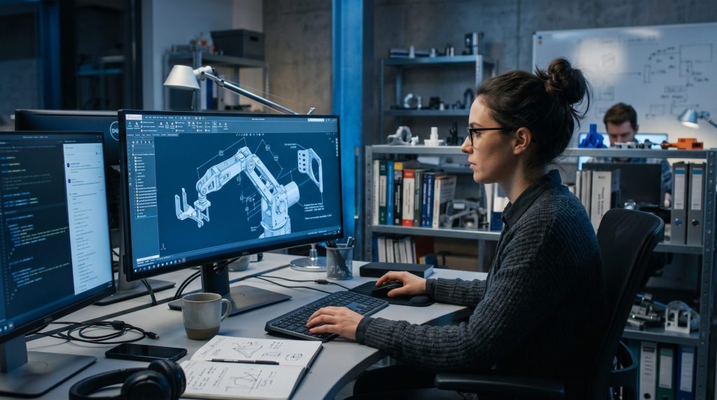 3D CAD 파라메트릭 모델을 작업하는 설계 엔지니어