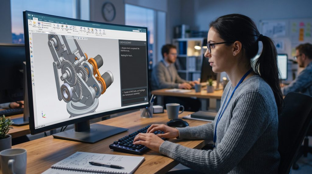 3D CAD 소프트웨어에서 자연어 명령을 입력하는 엔지니어